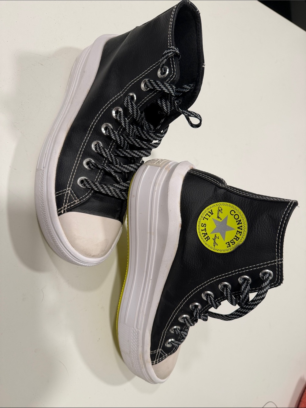 Converse Kids Black High-Top Sneakers with Yellow Star Patch